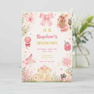 Convites Princesa Jardim de Aniversário Rosa Floral Borbole