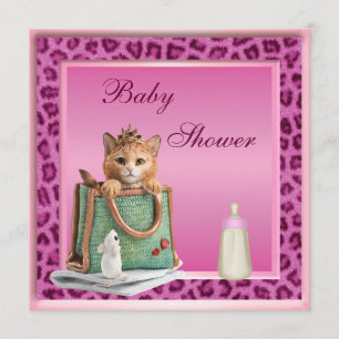 Convites Princesa Kitten Faux Leopardo Chá de fraldas