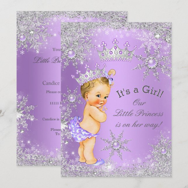 Convites Princesa Lavanda Wonderland Blonde (Frente/Verso)