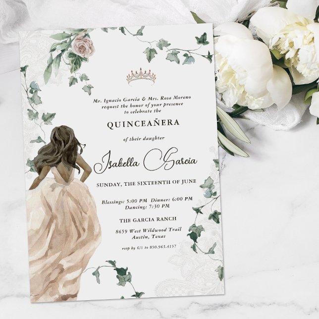 Convites Princesa Leiteira Elegante | Quinceañera 15 (Criador carregado)