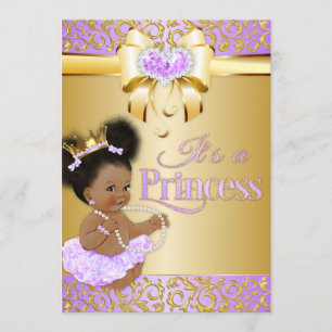 Convites Princesa Lilac & Diamante Dourado Afro-Americana