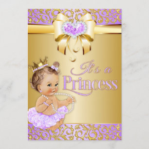 Convites Princesa Lilás & Diamantes Coração Vintage Bebê