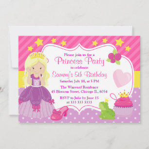 Convites Princesa loira & Acessórios de aniversário