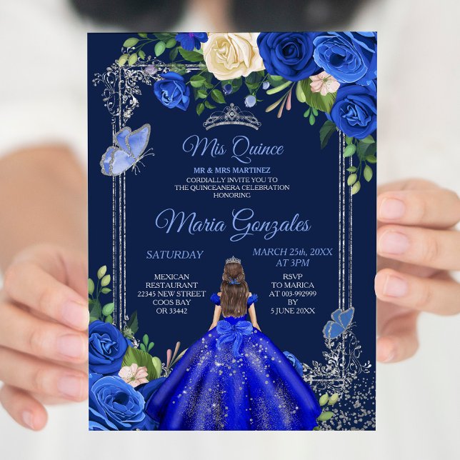 Convites Princesa marinho Veste Mis Quince 16. Aniversário (Criador carregado)