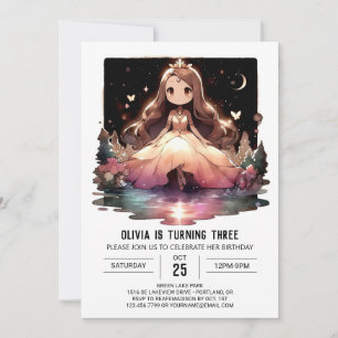 Convites Princesa Minimalista Coroa Aniversário