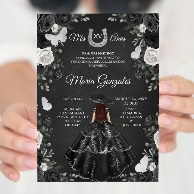 Convites Princesa Negra e Branca Quinceanera Aniversário (Criador carregado)