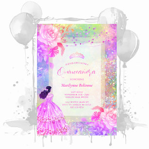 Convites Princesa Opala Brilho Arco-Íris Quinceañera
