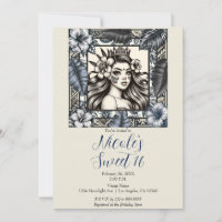 Princesa Polinésia Azul Floral Tribal Doze Anos