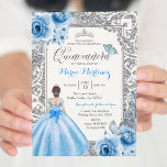 Convites Princesa Prata e Rosas Azuis Mis Quince<br><div class="desc">Princesa Silver e Rosas Azuis Mis Quince Convite Mis Quince Anos,  15 Birthday</div>