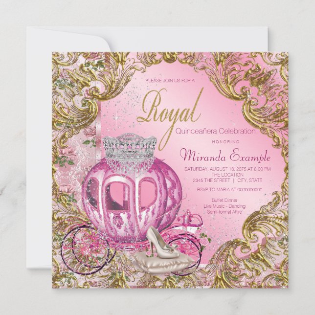 Convites Princesa Quinceañera (Frente)