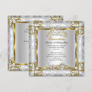 Convites Princesa Quinceanera 15 Anos Aniversário Ouro Prat