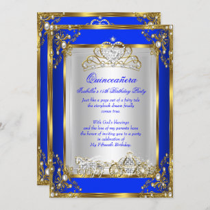 Convites Princesa Quinceanera 15 Birthday Royal Blue