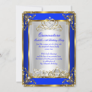 Convites Princesa Quinceanera 15 Birthday Royal Blue