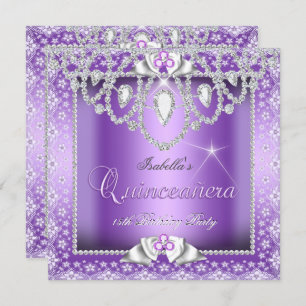 Convites Princesa Quinceanera 15 Purple Lace Diamond
