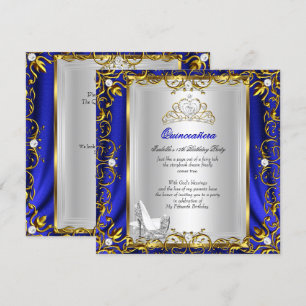 Convites Princesa Quinceanera Aniversário de 15 anos Azul R