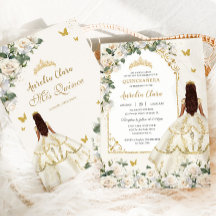 Princesa Quinceañera Champagne Rosas de marfim