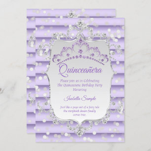 Convites Princesa Quinceanera - diamante liloso roxo pratea