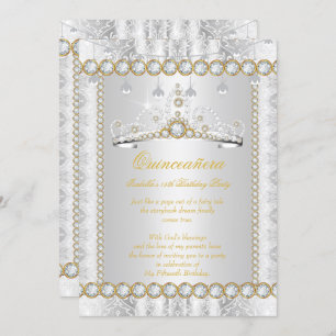 Convites Princesa Quinceanera Diamond Lace Dourado Silver