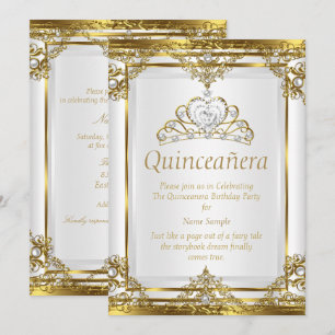Convites Princesa Quinceanera, Dourada princesa Pérola Eleg