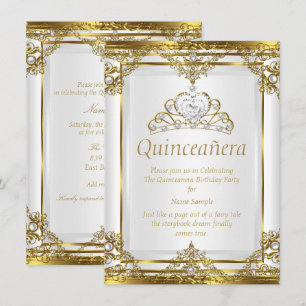 Convites Princesa Quinceanera, Dourada princesa Pérola Eleg