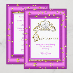 Convites Princesa Quinceanera Dourado Roxo Rosa Aniversário