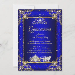 Convites Princesa Quinceanera Elite Azul Royal Dourado Bril