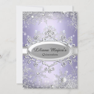 Convites Princesa Quinceanera Floco de Neve de Cristal Roxo