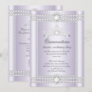Convites Princesa Quinceanera Lilás Diadema de Diamante Pra