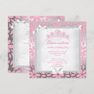 Convites Princesa Quinceanera Lindas Flores Rosa Aniversári