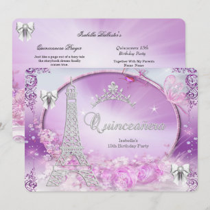 Convites Princesa Quinceanera Mágico Roxo Prata