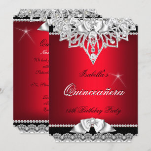 Convites Princesa Quinceanera Menina Vermelha Preta 15 Anos