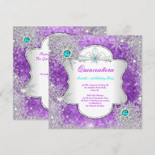 Convites Princesa Quinceanera Roxo Turquesa Inverno Mundo M