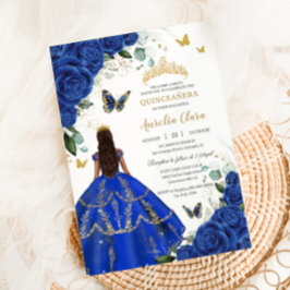 Convites Princesa Quinceañera Royal Rosas Azuis Vestida Dou