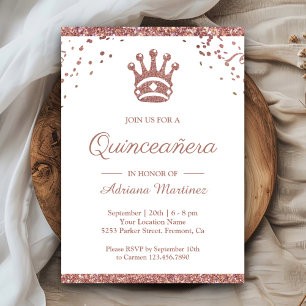 Convites Princesa Real Rosa Dourado Brilho Quinceanera
