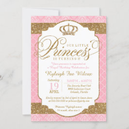 Convites Princesa Real Rosa e Dourado Aniversário