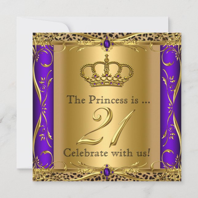 Convites Princesa Regal Purple aniversário de 21 anos do Le (Frente)