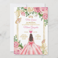 Princesa Rosa Cinzenta Quinceañera Borboleta Flora