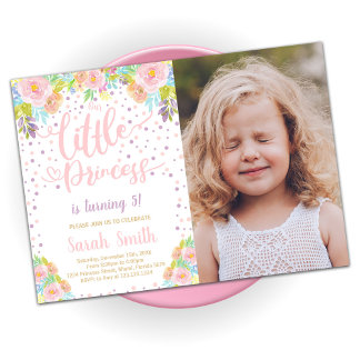 Convites Princesa rosa - Convidações de Aniversário com Fot
