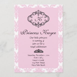 Convites Princesa Rosa Damask