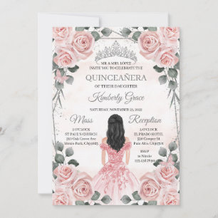Convites Princesa Rosa e Cinza Quinceanera Aniversário