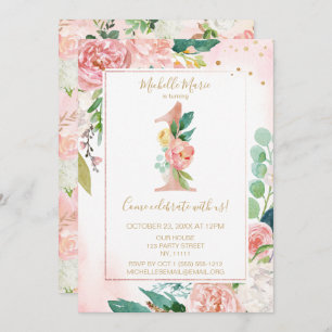 Convites Princesa Rosa e Dourada, Primeiro Aniversário