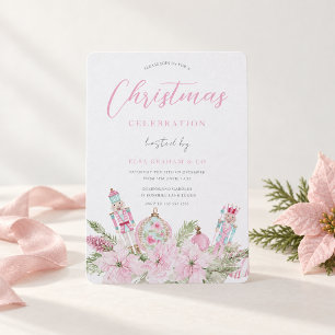 Convites Princesa Rosa Floral Quebra-Nozes Festa de Natal