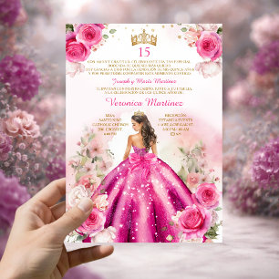 Convites Princesa Rosa Fresca Espanhola 15 Años Años Aniver