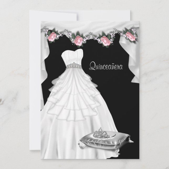 Convites Princesa Rosa Pêssego Quinceanera (Frente)