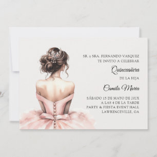 Convites Princesa Rosa Quinceañera 15 Espanhol Aniversário