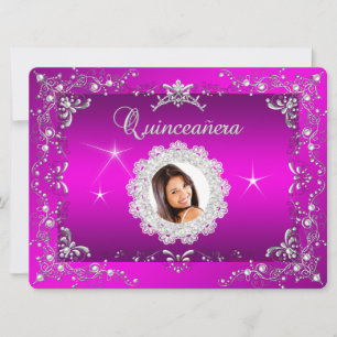 Convites Princesa Rosa Quinze Anos Tiara de Prata Festa