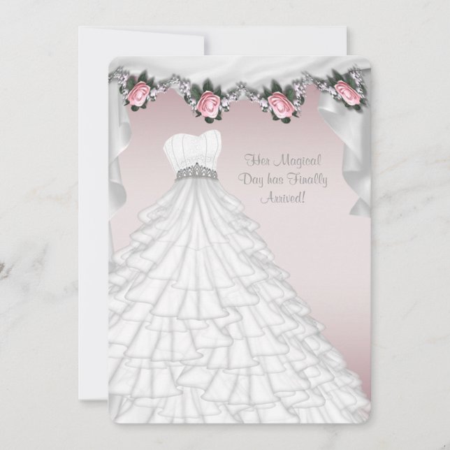 Convites Princesa Rosa Rosa Rosa Quinceanera (Frente)