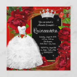 Convites Princesa Rosa Vermelha Quinceanera