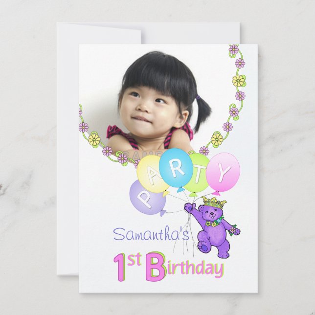 Convites Princesa roxa Carregamento do partido de primeiro (Frente)