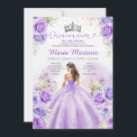Convites Princesa Roxa Vesta Prata Floral Quinceañera<br><div class="desc">EDITABLE Purple Princess Dresses Floral Silver Quinceañera Convite Para Lavanda Elegante Purple Mis Quince Flores Silver Crown Invitation Quinceañera,  Mis Quince 15 Anos,  16º Aniversário</div>